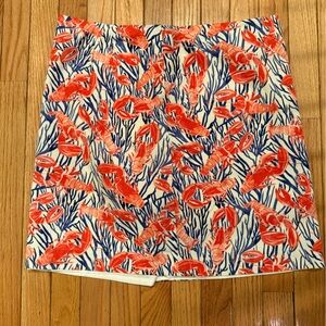 Talbots Red and Blue Lobster Patterned Skirt